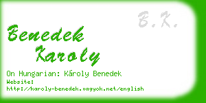 benedek karoly business card
